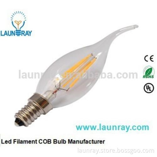 E14 4W LED Retro Filament lamp warm white light 110V Candle tail bulb